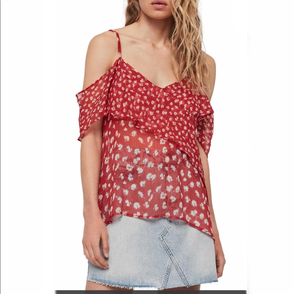 All Saints Savine cold shoulder top NEW 6